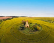 Somoly ruin church in Regoly Hungary. This is an medieval  monument ruin in middle of field.