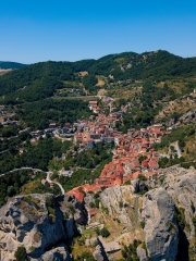 Castelmezzano village in Apennines Dolomiti Lucane. Basilicata, Italy