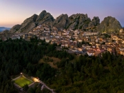 Europe South Italy Pietrapertosa. Village. Little dolomites.  Dragon teeth rocks