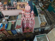 Aerial photo of the Jami Ul-Alfar Mosque, known as the Samman Kottu Palli, Rathu Palliya, Red Masjid or the Red Mosque. It is a historic mosque in Colombo, Sri Lanka