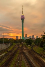 The Lotus Tower in Colombo, Sri Lanka, is a 350-meter-tall structure resembling a lotus flower. It serves as a telecommunications hub and offers panoramic city views