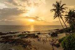 Aerial view of secret beach in Mirissa. A tropical paradise.