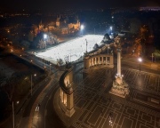 Ice rink in the city park of budapest. famoust sport center next to  Szechenyi thermal bath. Betwen the Heroes square and Vajdahunyad castle.
