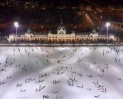 Ice rink in the city park of budapest. famoust sport center next to  Szechenyi thermal bath. Betwen the Heroes square and Vajdahunyad castle.