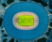 Amazing giant arena building in Hungary.  illuminated Ferenc Puskas Stadium also known as Puskas Arena. builtr in 2020.