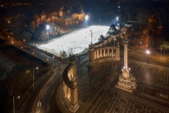 Ice rink in the city park of budapest. famoust sport center next to  Szechenyi thermal bath. Betwen the Heroes square and Vajdahunyad castle.