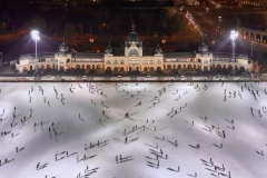 Ice rink in the city park of budapest. famoust sport center next to  Szechenyi thermal bath. Betwen the Heroes square and Vajdahunyad castle.
