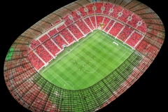 Amazing giant arena building in Hungary.  illuminated Ferenc Puskas Stadium also known as Puskas Arena. builtr in 2020.