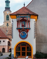 Colockworks and clock museum in Szekesfehervar Hungary. The characters of the clockworks represent the legendary kings and well-known figures of Hungarian history.