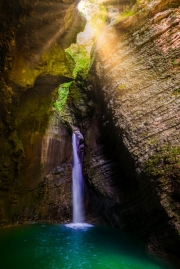 Amazing view about the kozjak waterfall in Triglav national park Slovenia. Slovenian name is Slap Kozjak. This is an unique falls what is in a cave near by Kobarid town.