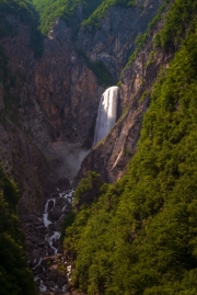 Amazing view about the boka waterfall in Triglav national park Slovenia. Slovenian name is Slap Boka. This is the highest waterfall in country 144 meters high and 16 meters wide
