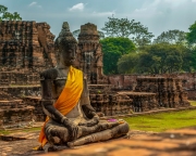 Ayutthaya, Thailand  many Tourists from around the world in wat chaiwattanaram, Thailand grand palace. Ayutthaya famous sightseeing place