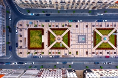 Europe Hungary Budapest. Aerial top down photo about a square which name is  Nador Jozsef.  Renewd in 2019.