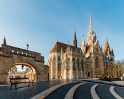 Roman Catholic Matthias Church and Fisherman's Bastion in Early Morning in Budapest, Hungary