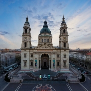 Aerial photo about St Stephen basilica in Budapest Hungary.
