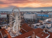 Ferris wheel In Hungary Budapest. Erzsebet square, Budapest Eye,