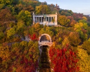 Sunrise aerial view frim  Gellert hill, Budapest, Hungary. Fantastic autumn colors, georgeus mood.