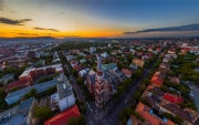 The Parish of the Queen of the Rosary on Thököly Road. Aerial photo about Budapest near by Puskas football arena.
