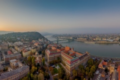 Budapest cityscape with Danube river and University of technology and economics
