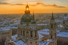 Aerial view from St Stephen Basilica in the morning. Historical and famous old building