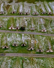 Traditional wine cellars in Hercegkut near Sarospatak Tokaj region Hungary - Button Hill