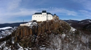 Fuzer castle in Zemplen mountains Hungary. Amazing renewed historical fotress what built to  top of a volcanic mountain in 13th ccentury.