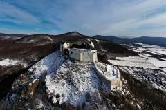 Fuzer castle in Zemplen mountains Hungary. Amazing renewed historical fotress what built to  top of a volcanic mountain in 13th ccentury.